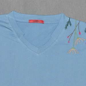 خرید تیشرت نخی گلدوزی یقه هفت | ریواکا