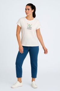 ریواکا تیشرت زنانه نخی آستین پاکتی