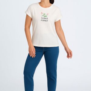 ریواکا تیشرت زنانه نخی آستین پاکتی