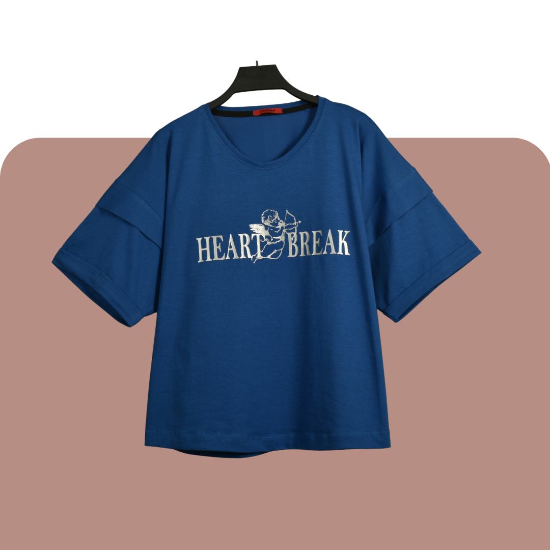 women-printed-tshirt-8830 تیشرت یقه گرد آستین تیکه دار