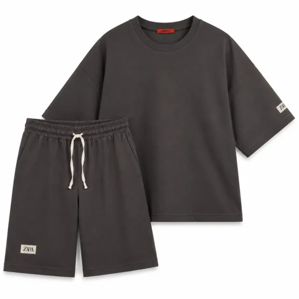 boxy-zara-clothing-set تیشرت شلوارک باکسی zara - تصویر 1