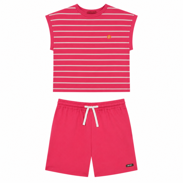 striped-top-shorts-set-8865 ست تاپ شلوارک راه راه 8865