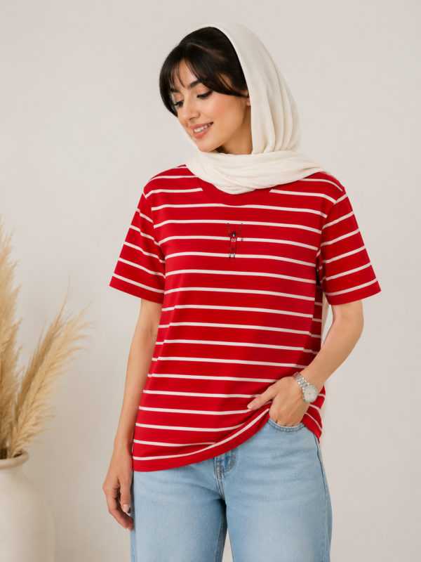 تیشرت دخترانه راه راه 8869 - تصویر 2