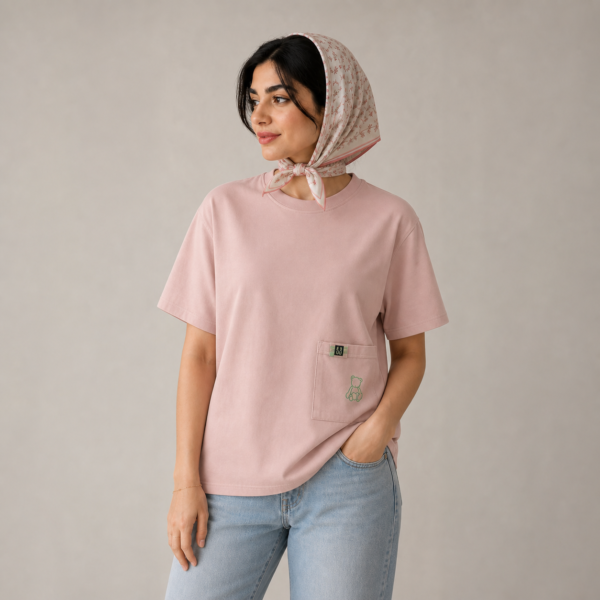 تیشرت باکسی گلدوزی 8858 - تصویر 2