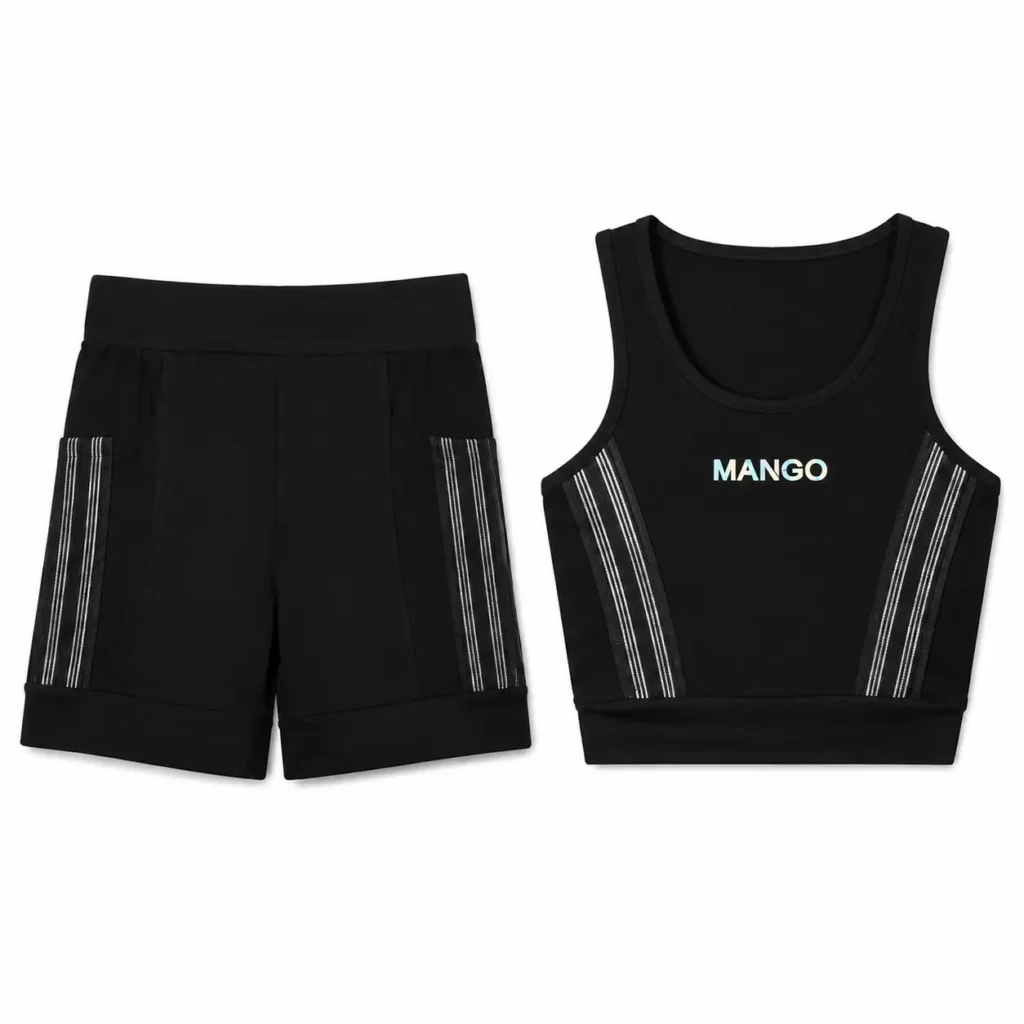 ست تاپ و شلوارک مشکی Mango