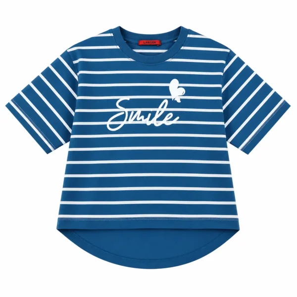 smile-print-curved-hem-tshirt-887910 تیشرت دمپا هلال Smile 8879