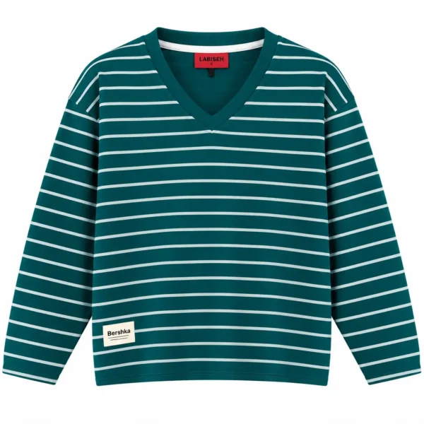 bershka-striped-sweatshirt-89236 دورس زنانه راهراه یقه هفت Bershka 8923