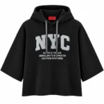 هودی زنانه دو نخ باکسی طرح NYC 8918 - تصویر 3