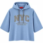 هودی زنانه دو نخ باکسی طرح NYC 8918