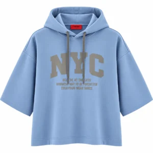 هودی زنانه دو نخ باکسی طرح NYC 8918