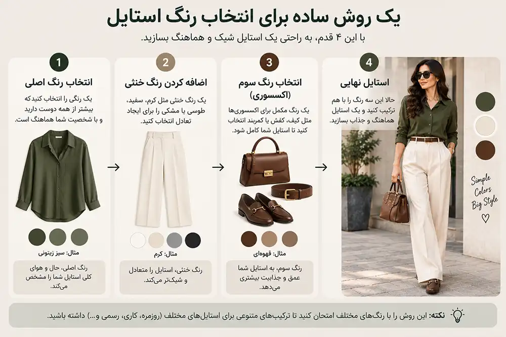 روش ساده انتخاب و ترکیب رنگ برای استایل زنانه