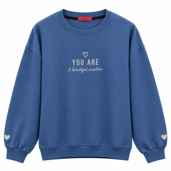 you-are-embroidered-sweatshirt-89014 دورس زنانه دو نخ گلدوزی You Are 8901
